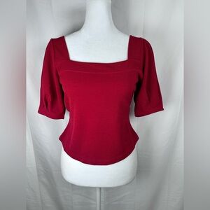Banana Republic Red Princess Crop Top XS Square Neck